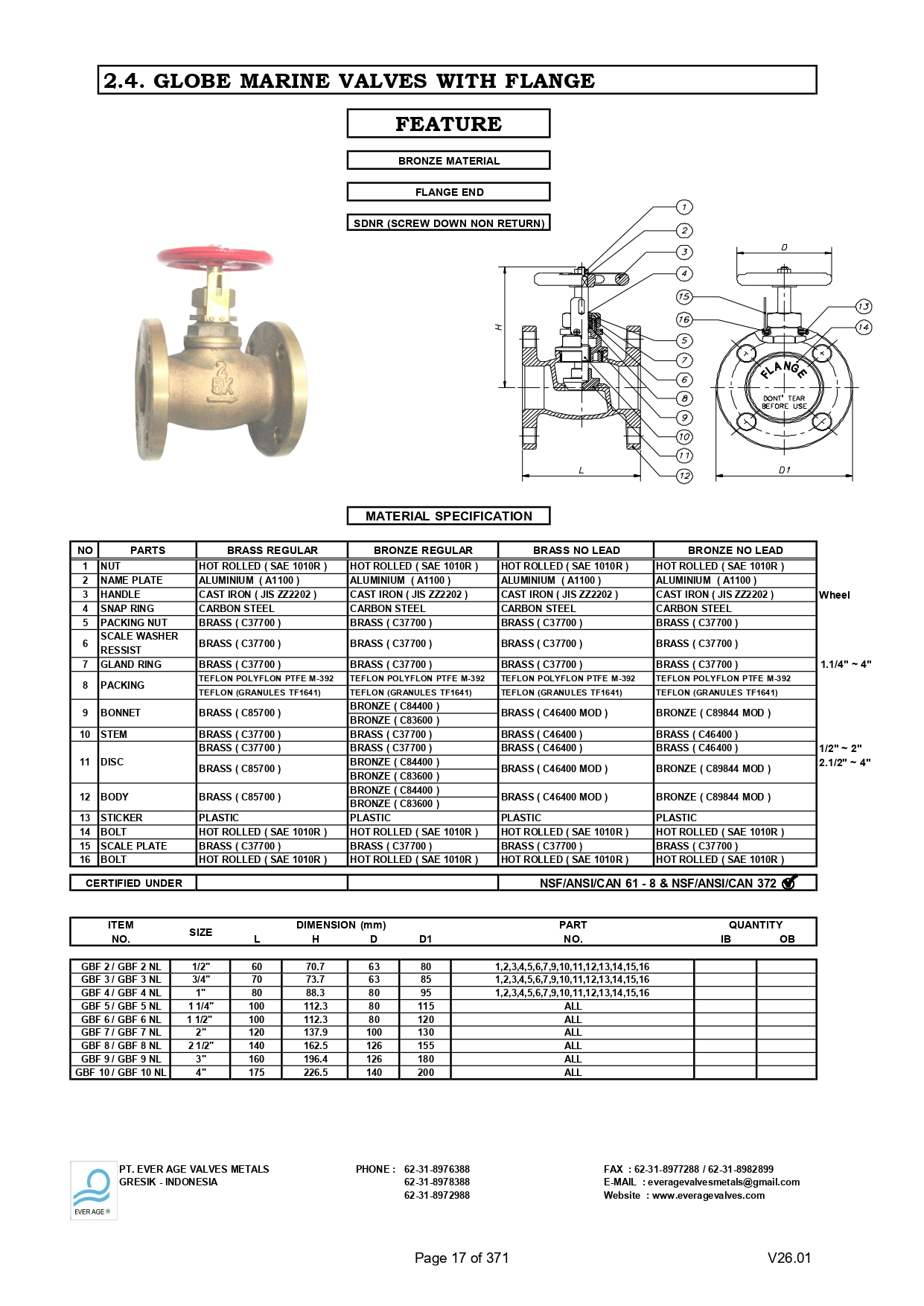 GLOBE VALVES WITH FLANGE - GBF 2 - GBF 10